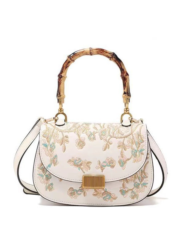 Bamboo Joint Portable New Chinese Style Chinese Style Embroidery Women's Cross-Body Bag