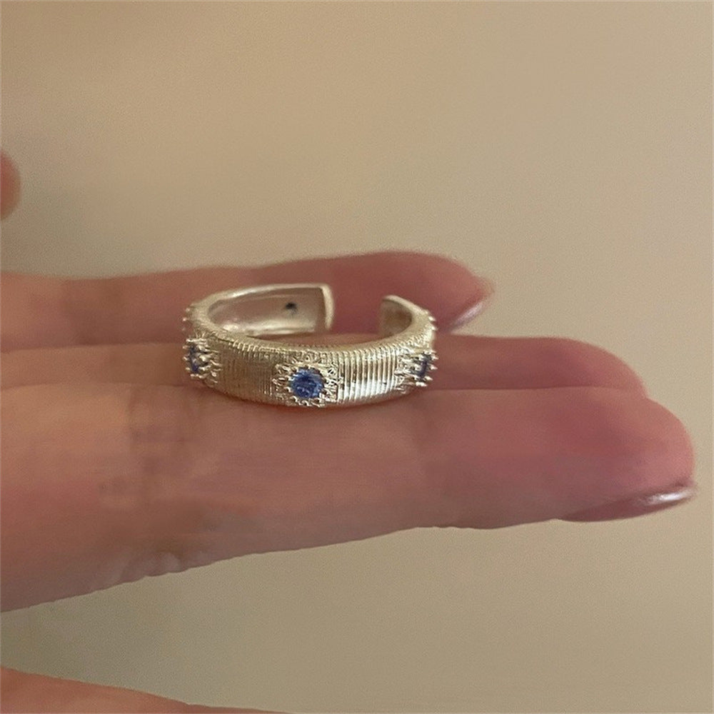 Antique Zircon Brushed Ring Female Retro Minority