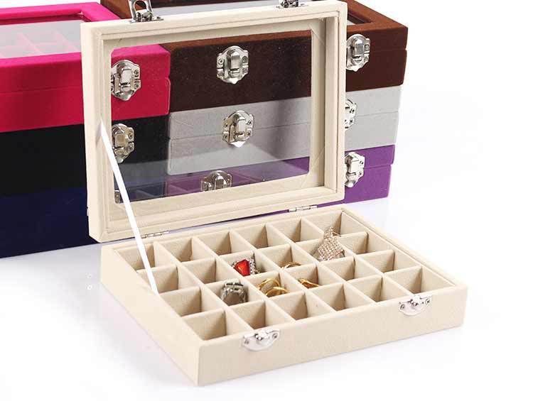 24 Grid Silver Pendant Jewelry Box With Velvet Surface