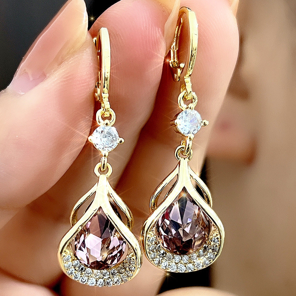 Micro Inlaid Zircon Exquisite Elegant Luxury Light Luxury High-End Earrings