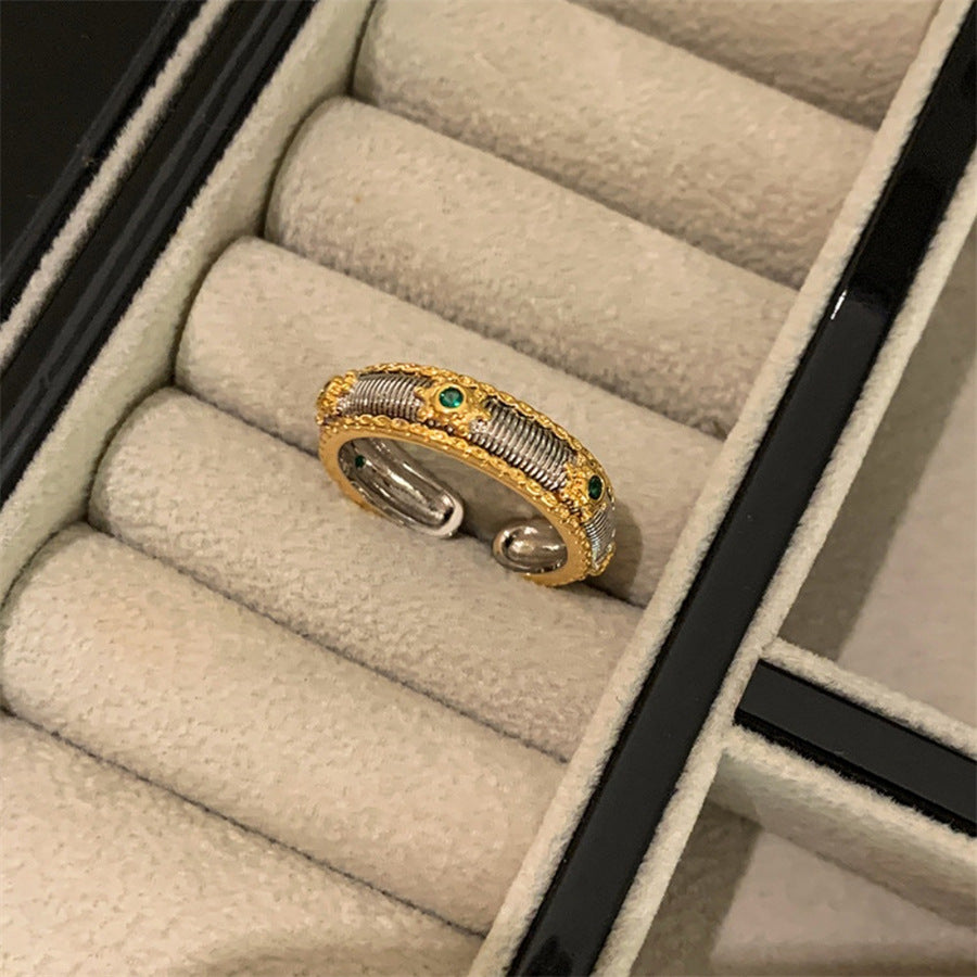 Antique Zircon Brushed Ring Female Retro Minority