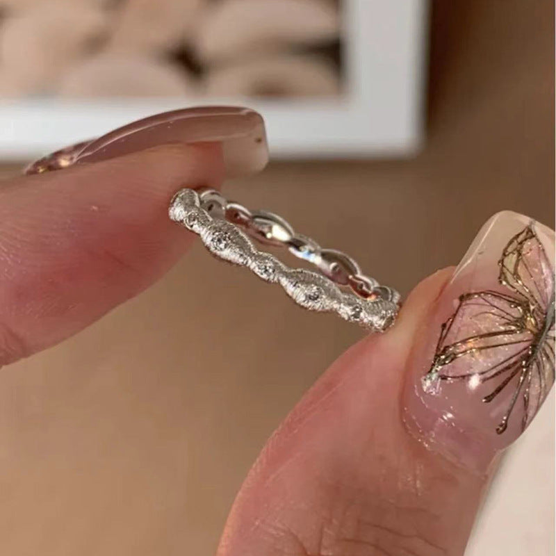 Antique Zircon Brushed Ring Female Retro Minority