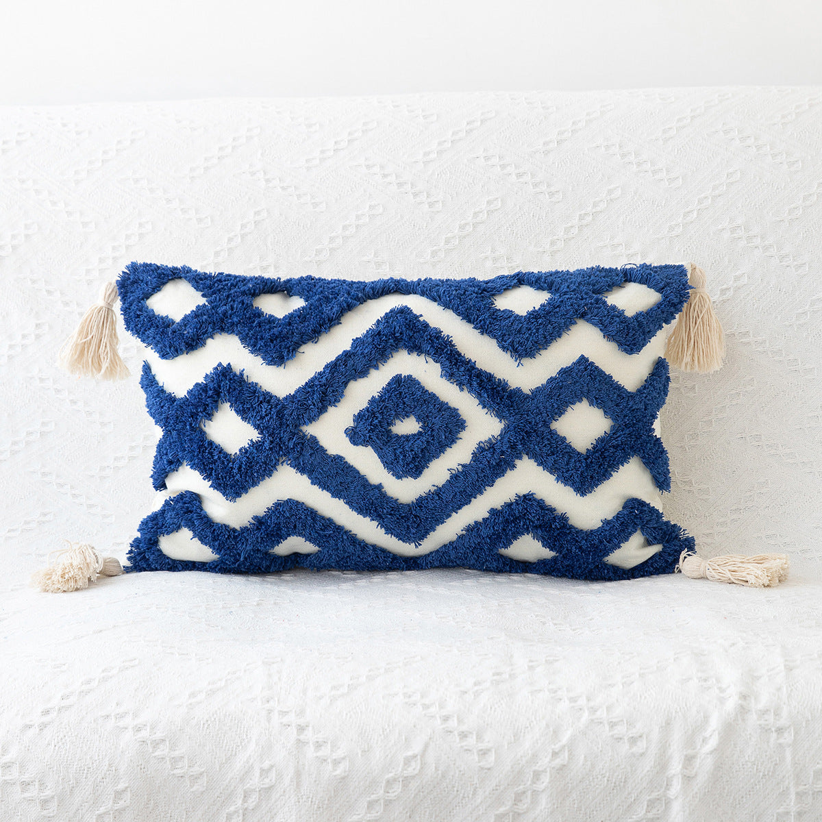 Hand-Woven Craft Tufted Colorful Red Pillowcase