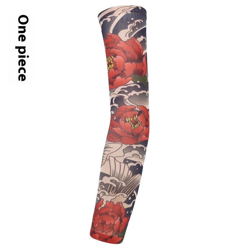 Flower Arm Tattoo Oversleeve Seamless Outdoor Riding Tattoo Sun Protection Oversleeve Cycling Tattoo Oversleeve