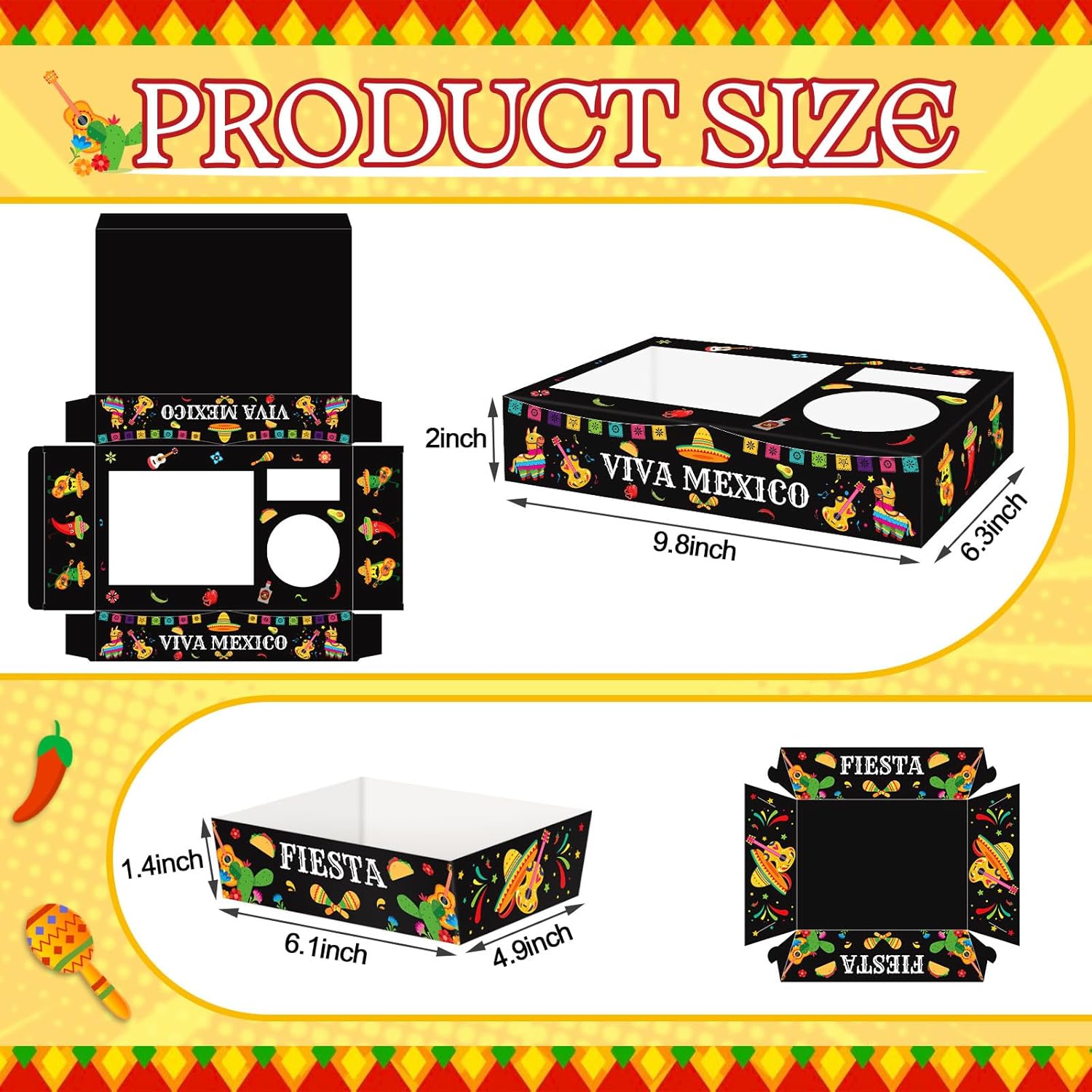 36Pcs Fiesta Movie Night Snack Trays Candy Popcorn French Fries Snack Trays Mexican Party Plates For Snacks Tray Cinco De Mayo Party Supplies Clearance