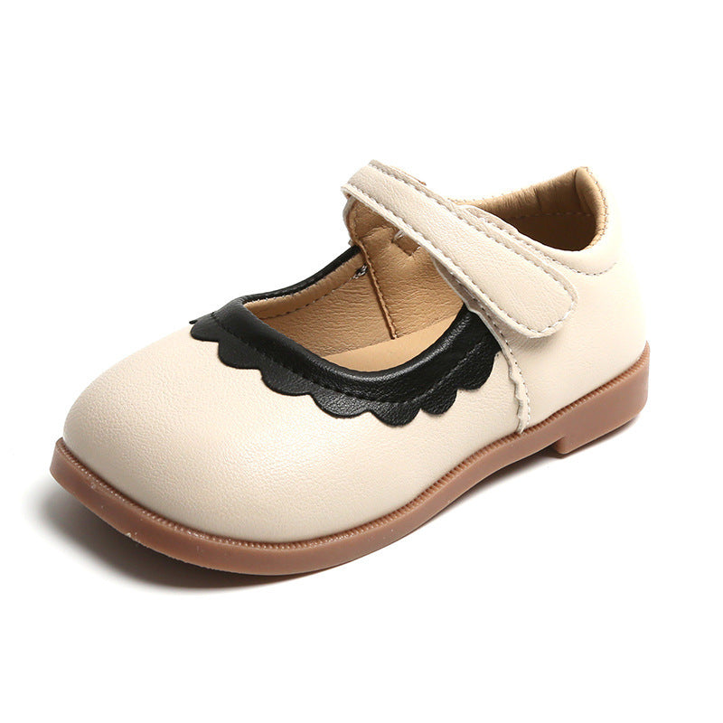 Girls' Princess Soft-Soled Lace Leather Shoes