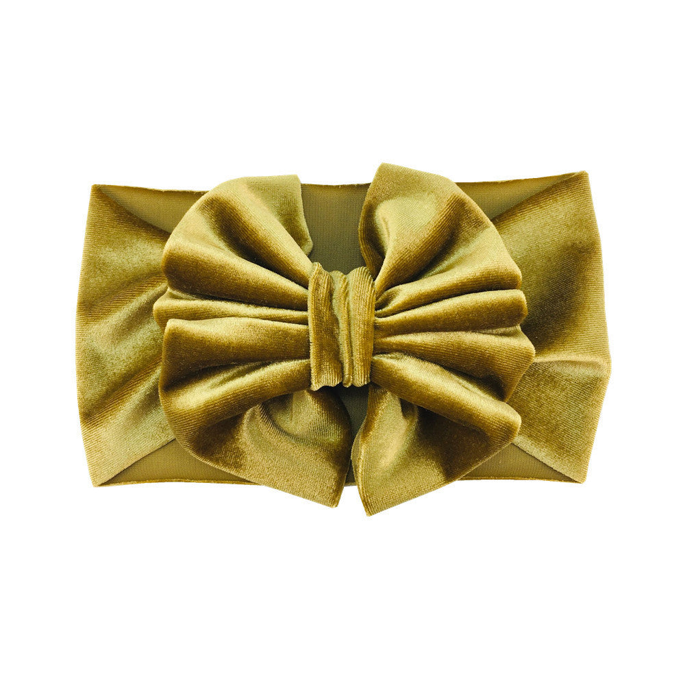 Headband Oversized Gold Velvet Bow