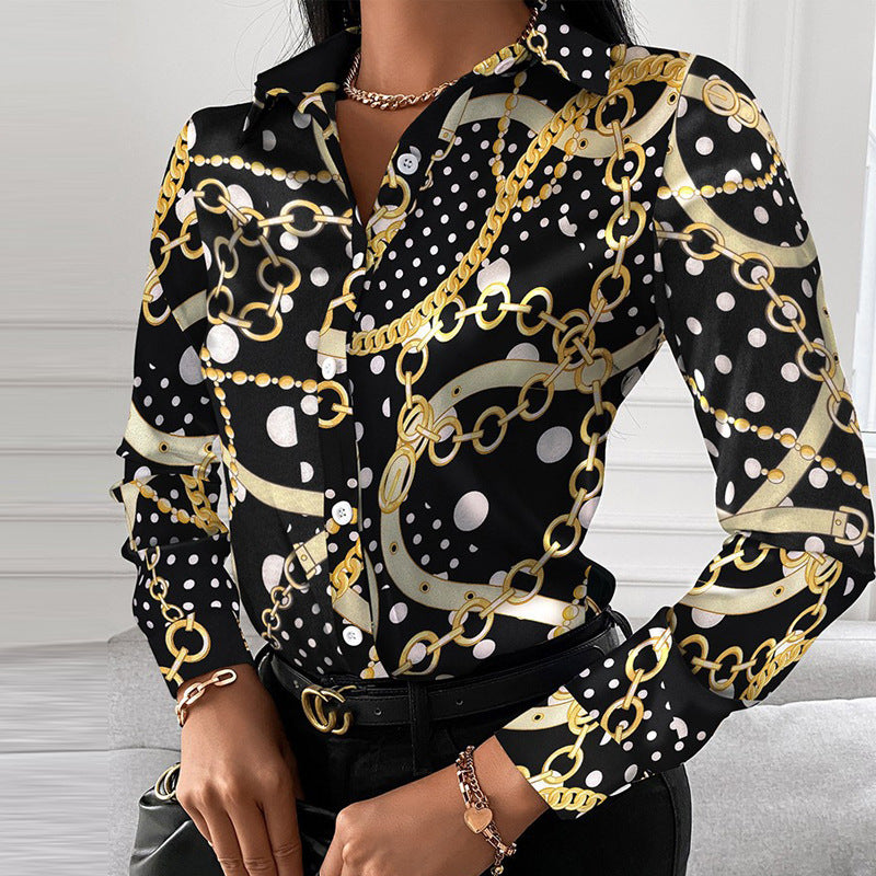 Autumn Shirt Long-Sleeved Printed Lapel Shirt