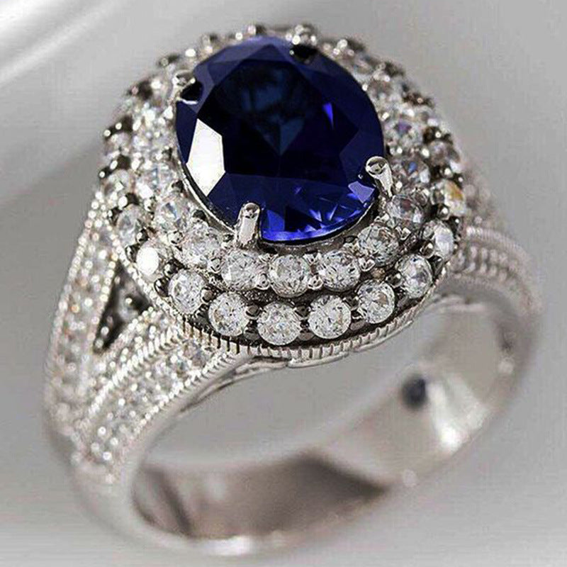 Women's Ring With Royal Blue Zircon