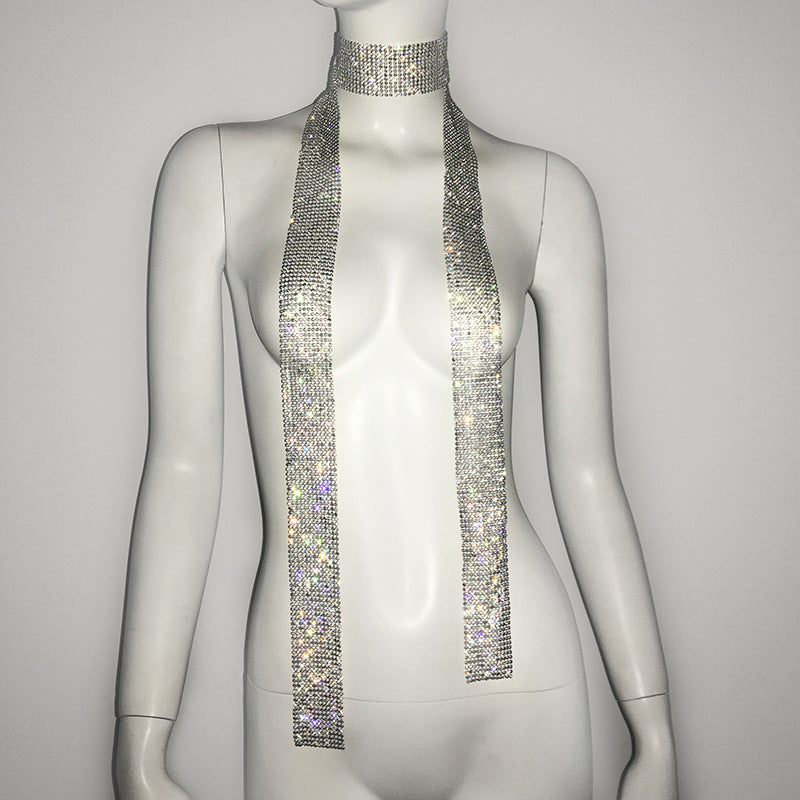 Metal Sequins Scarf Rhinestone Necklace Accessories