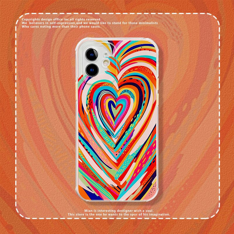 Colorful Heart Couple Phone Case Corner Shockproof Soft Cover Coque