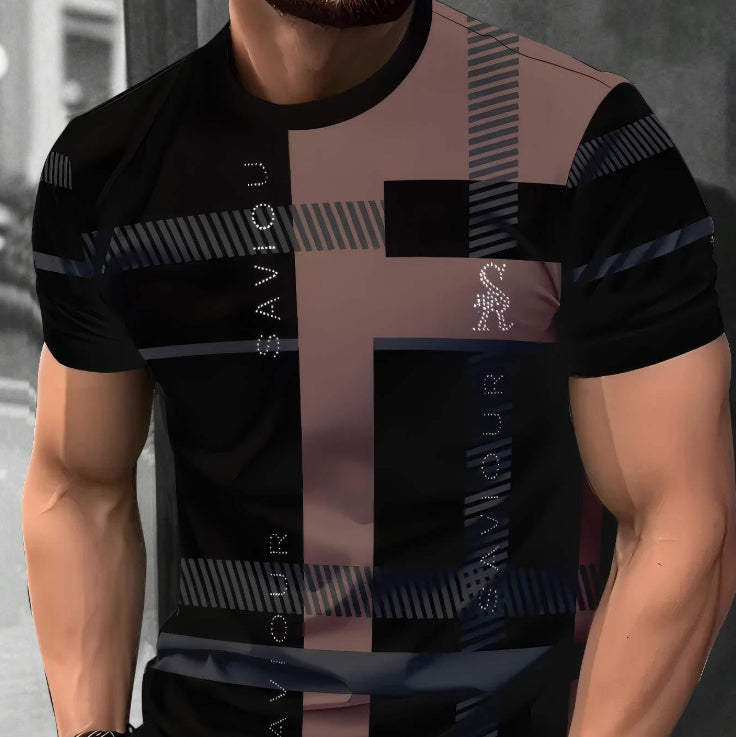 Men's Short-Sleeved T-Shirt Business Casual Series Digital 3D Printing