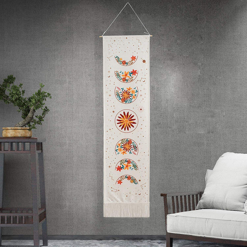 Polyester Cotton Boho Floral Eclipse Plaid Nordic Tapestry