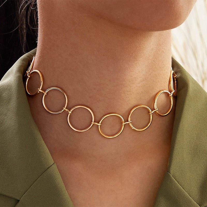 Exaggerated Personalized Trendy Necklace Geometric Circle Stylish Clavicle Necklace