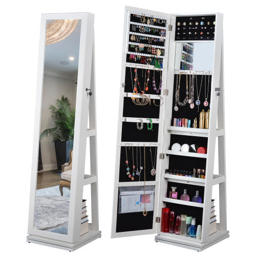 Full Body Mirror 360 Rotating Jewelry Cabinet