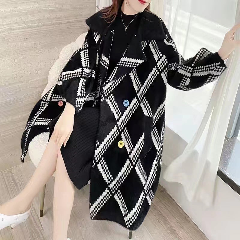 Mid-Length Faux Mink Coat Women