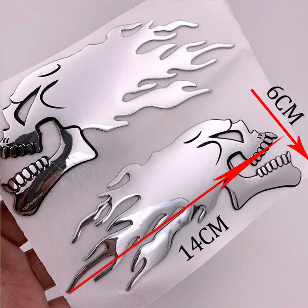 Soft Rubber 3D Flame Skull Bumper Stickers