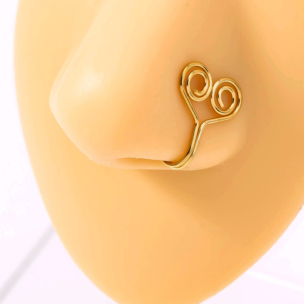 Golden Stainless Steel Nose Nails Simple Non-Puncture U-Shaped Nose Ring