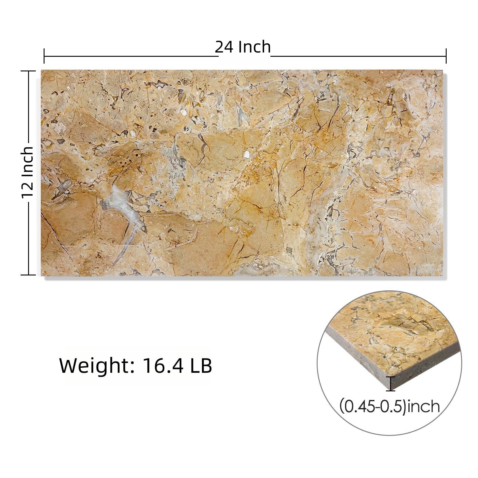 12X24 Inch Gold Yellow Beige Natural Marble, For Floor And Wall, Polished Marble Tile, Natural Stone
