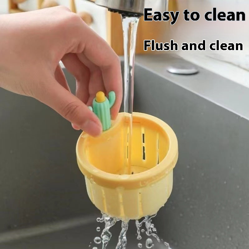 Cactus Sink Drain Strainer Press Automatic Dumping Basket Multi-Functional Use Filter Net For Tub Kitchen Waste Collector Kitchen Gadgets