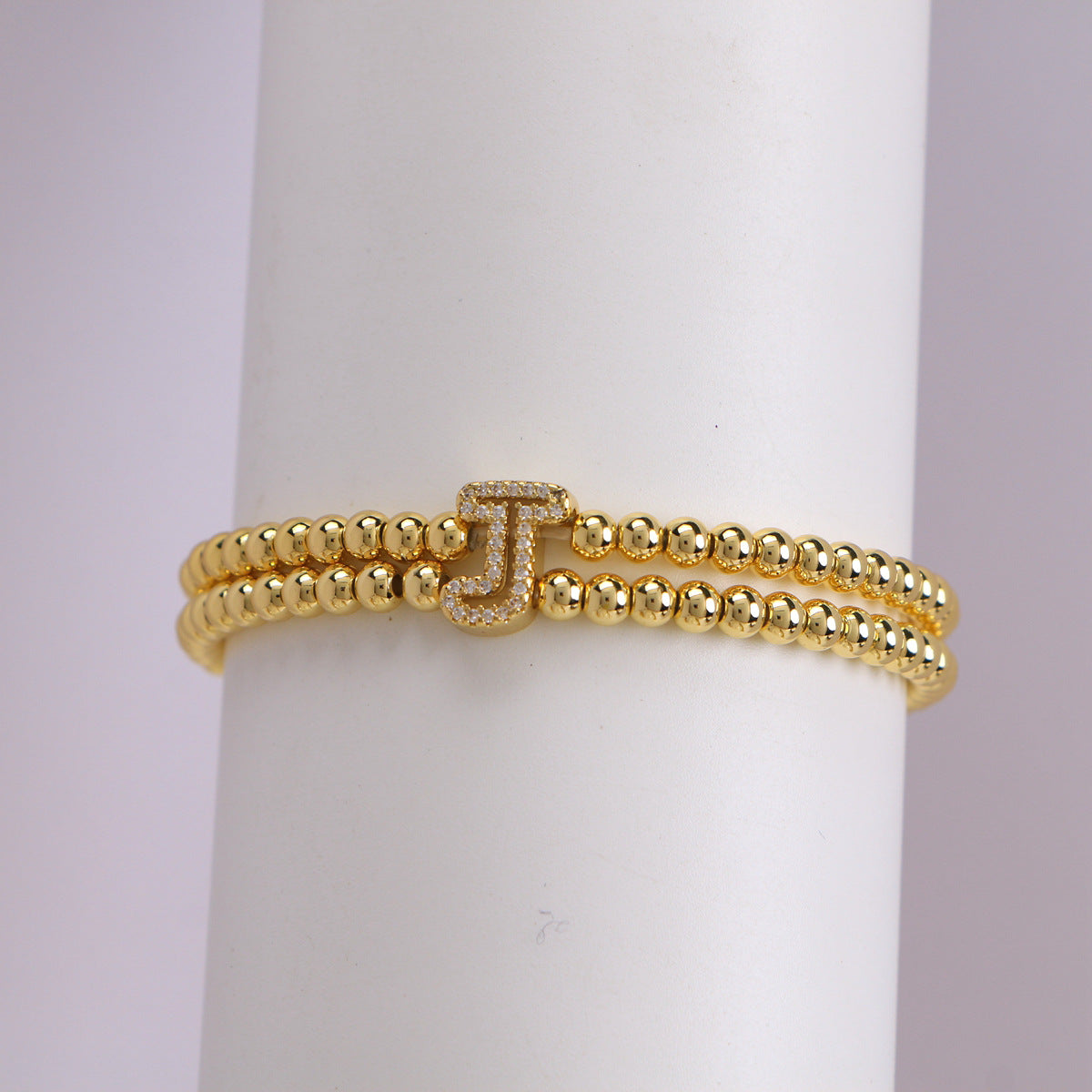 Copper-Plated 18k Gold Zircon Bead Bracelet
