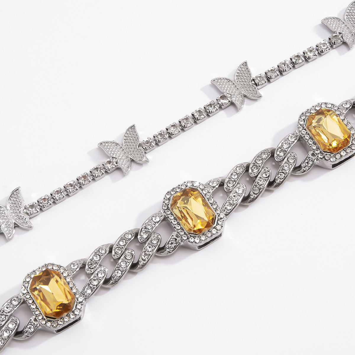 Women's Jewelry Exaggerated Diamond-Studded Cuban Buckle Necklace