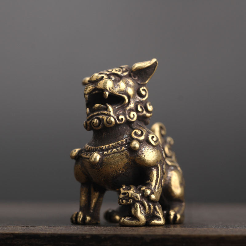 Vintage Brass Lion Pair Tabletop Ornament