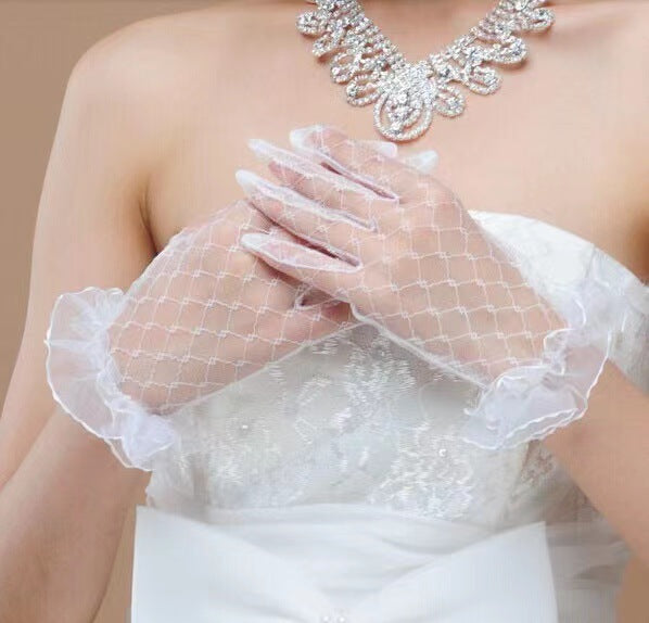 Harajuku Style Dark Lolita Girl Lace Gloves Lace Mesh Transparent Thin Lolita Photo Props White