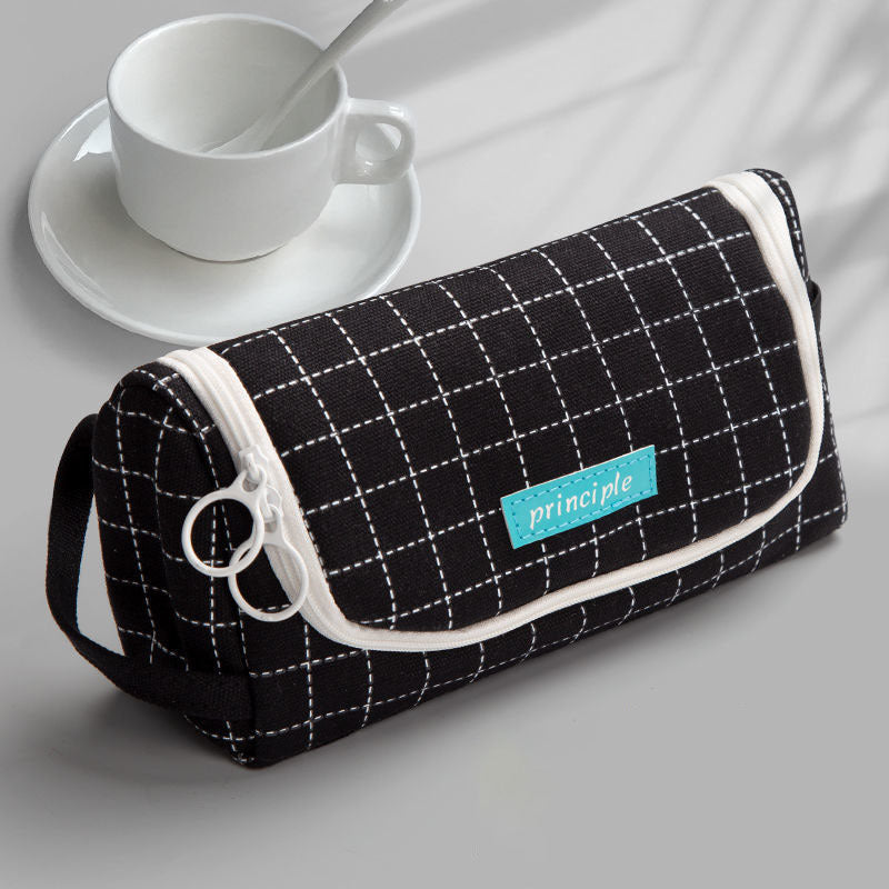 Student Pen Bag Korean Version Large Capacity Lovely Canvas Pen Bag