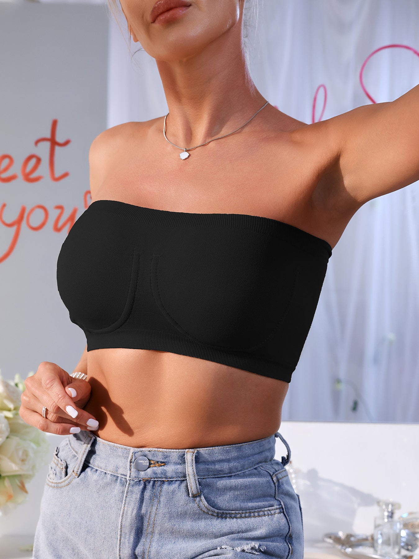 3PCS EssElegance Strapless Seamless Bandeau Tube Bra - Wire-Free Non-Slip Design, High-Stretch & Breathable For Backless Dresses, Daily Comfort