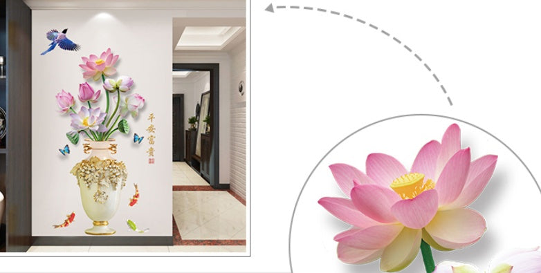 Chinese Style Vase 3d Wall Painting Living Room