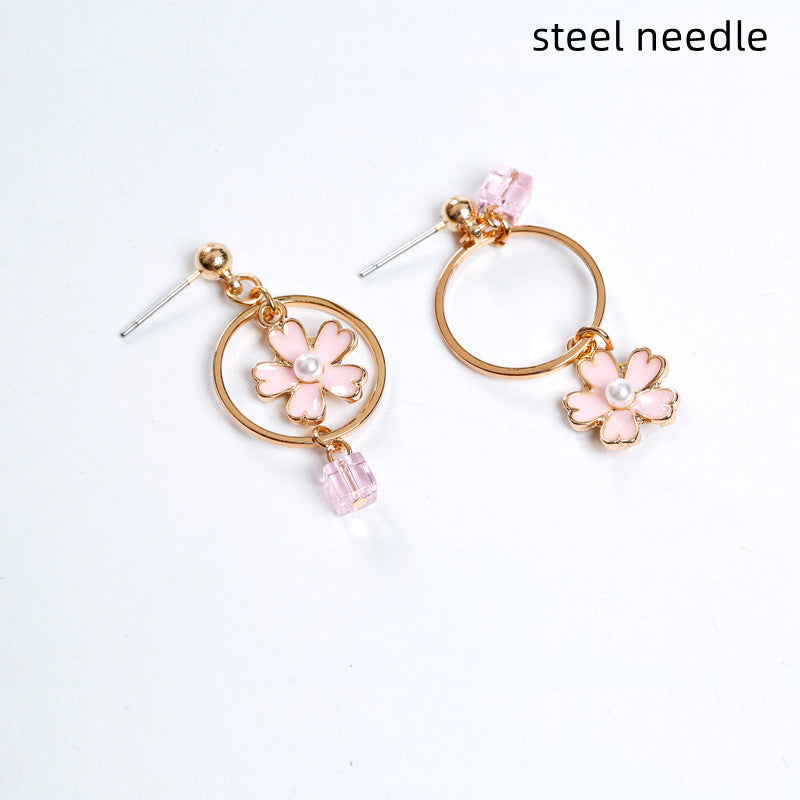 New Fashion Temperament Crystal Cherry Blossom Earrings