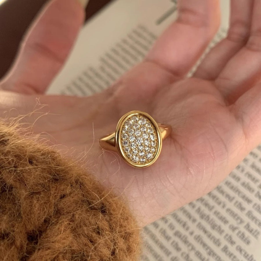Antique Zircon Brushed Ring Female Retro Minority