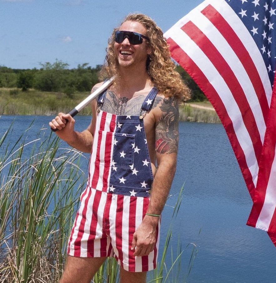 American Independence Day Flag Couple Overalls