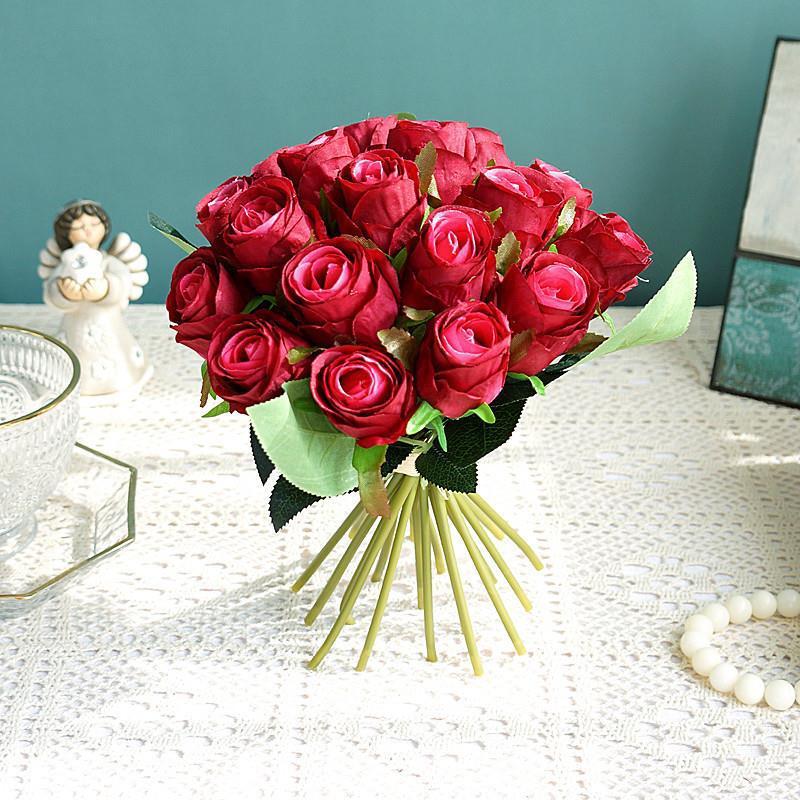 Wedding Rose 18 Head Bridal Bouquet Simulation