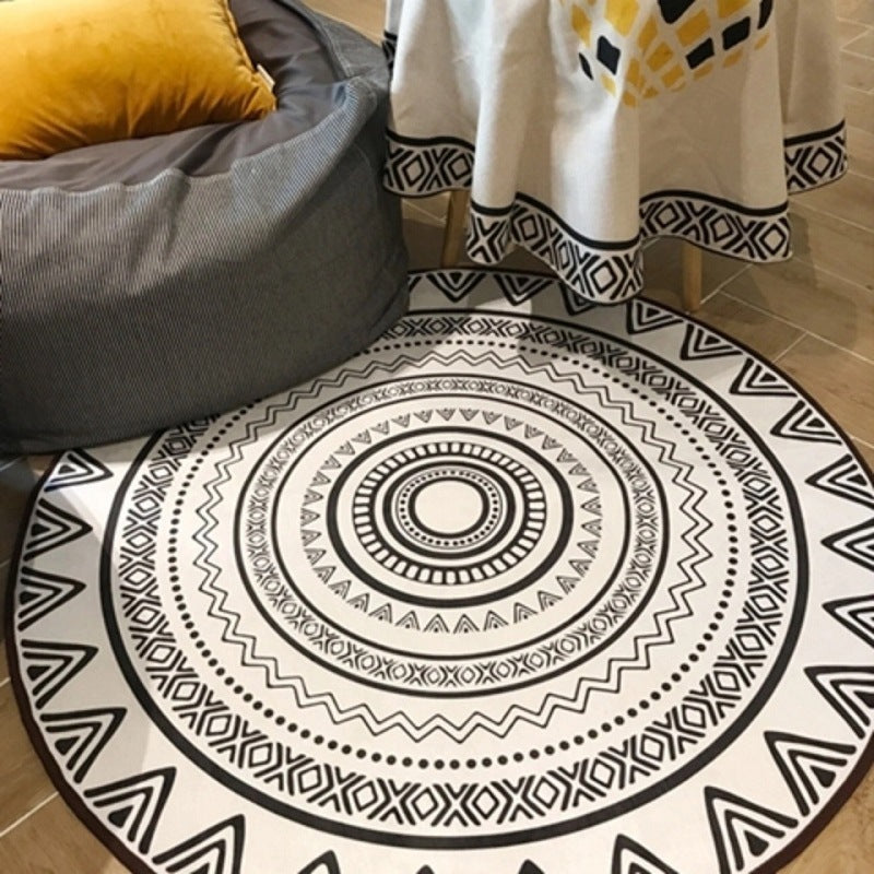 Nordic Geometric Round Crystal Velvet Floor Mat Household Absorbent Coffee Table Mat