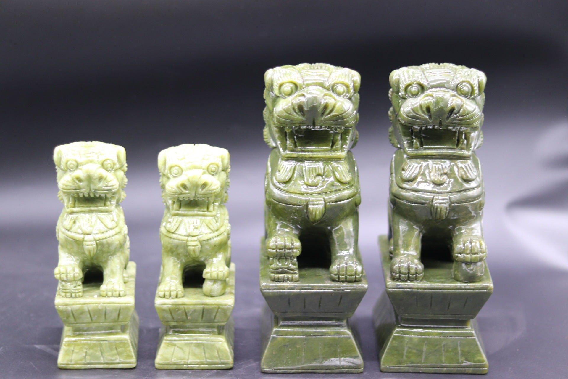 A Pair of Sapphire Green Auspicious Chinese Lions for Home