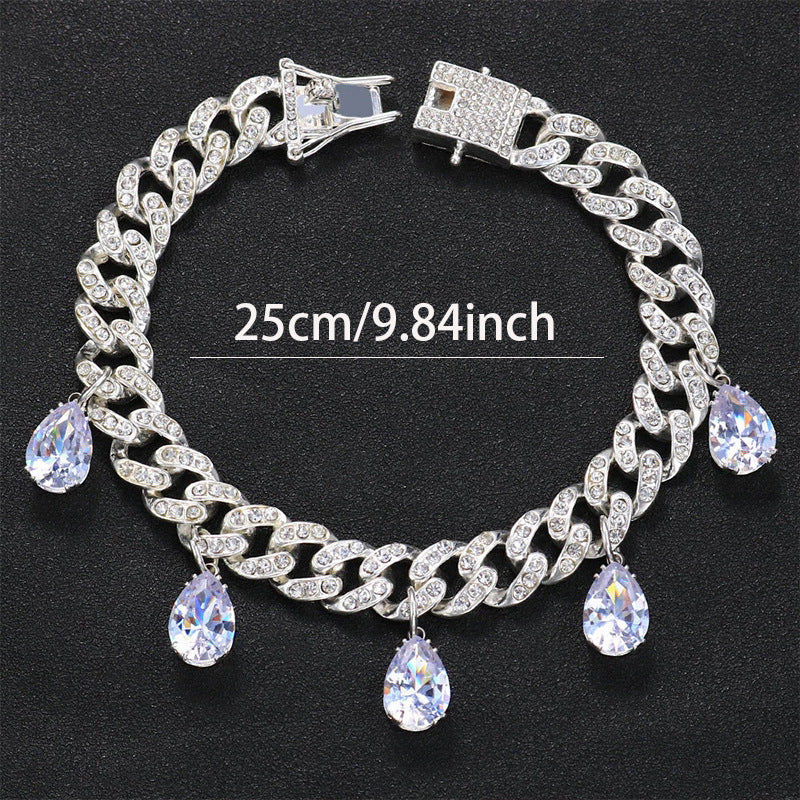 Temperament Water Drop Cuban Foot Chain