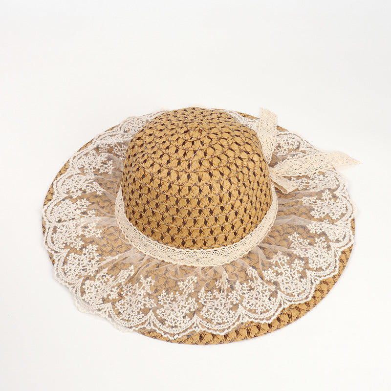 Women Lace Sun Hats For Wide Brim Straw Beach