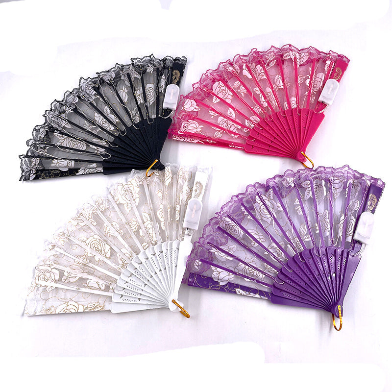 Rose Lace LED Luminous Folding Fan