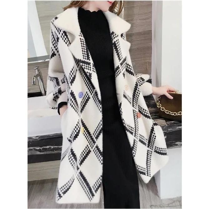 Mid-Length Faux Mink Coat Women