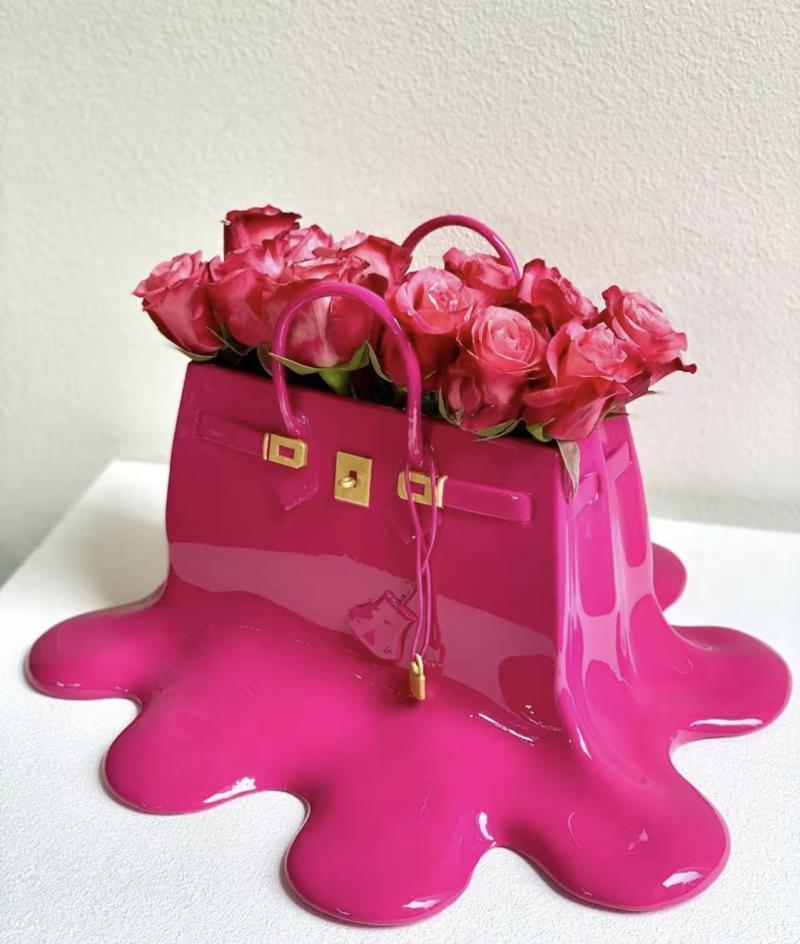 High-End Bag Resin Vase Flower Arrangement Sculpture