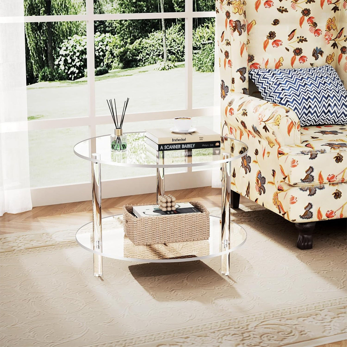 Acrylic Coffee Compact Living Room Side Table For Home Use Minimalist Portable Storage Shelf