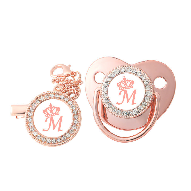 Rose Gold Crown Letter Pacifier