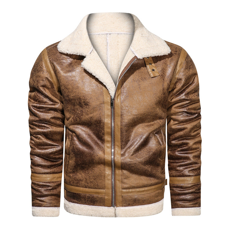 Casual Lapel Faux Fur One-Piece Men's Jacket Fashion