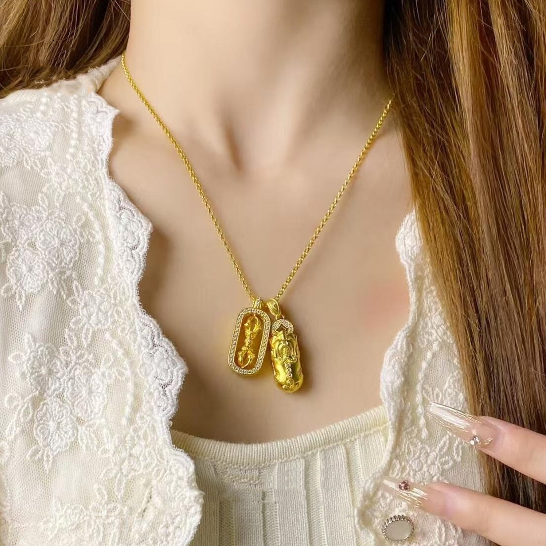Gold Plating Copper Necklace Women's Clothing Vajra Diamond Pendant Necklace