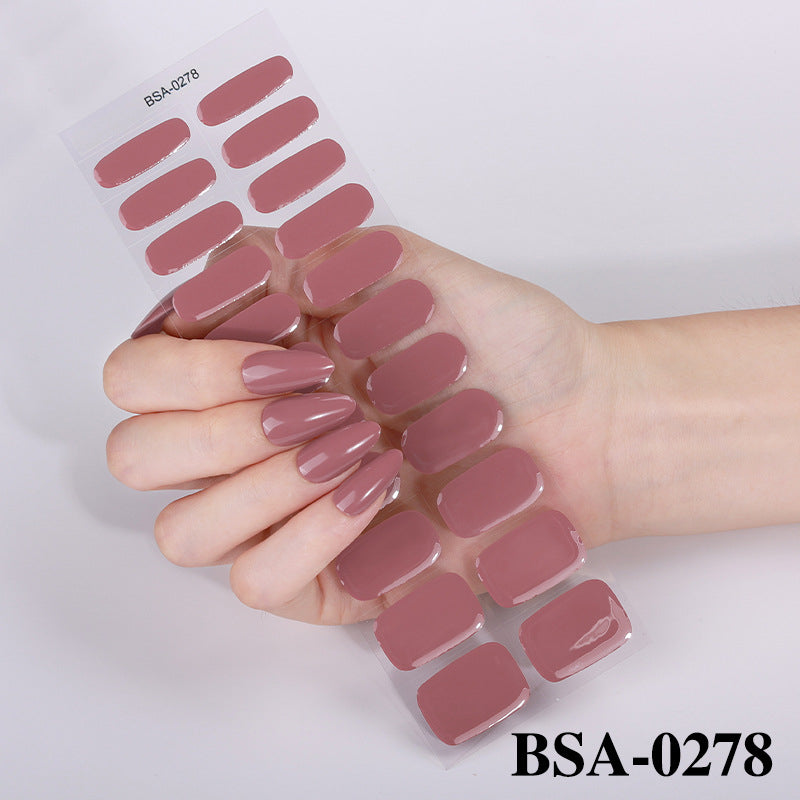Simple Solid Color Scallion Powder No-Bake Gel Nail Stickers