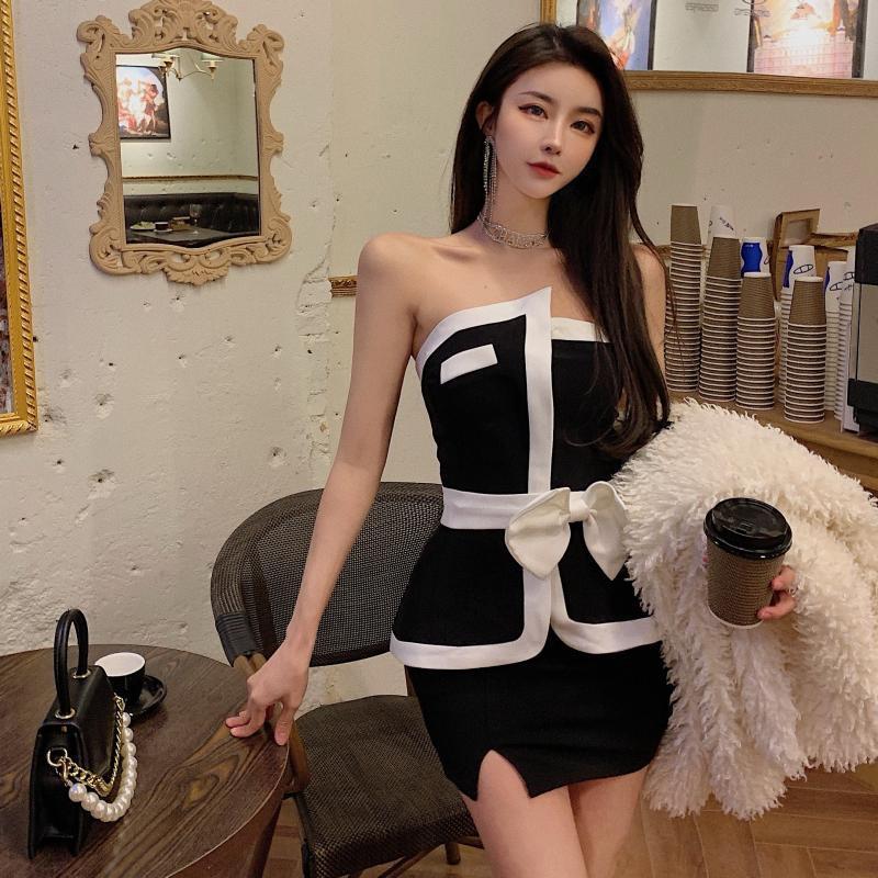 Popular Bow Asymmetrical Personality Tube Top Vest