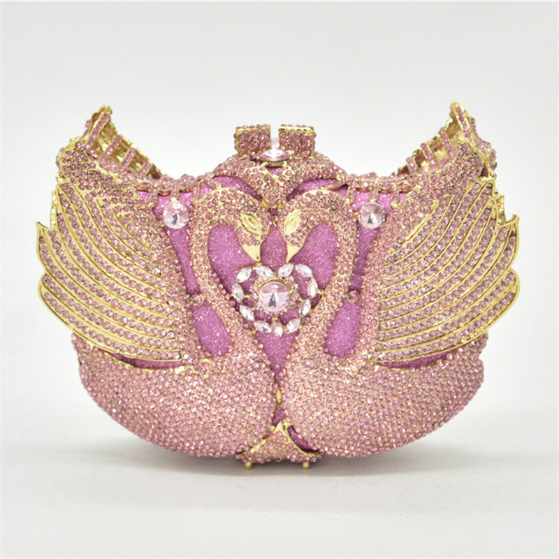 Color Moon Full Swan Small Bag Sequins Set With Diamonds