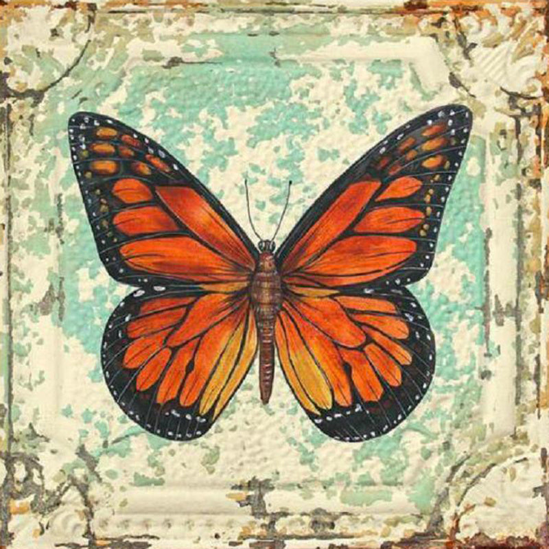 Orange Butterfly Cross Stitch Diamond Embroidery